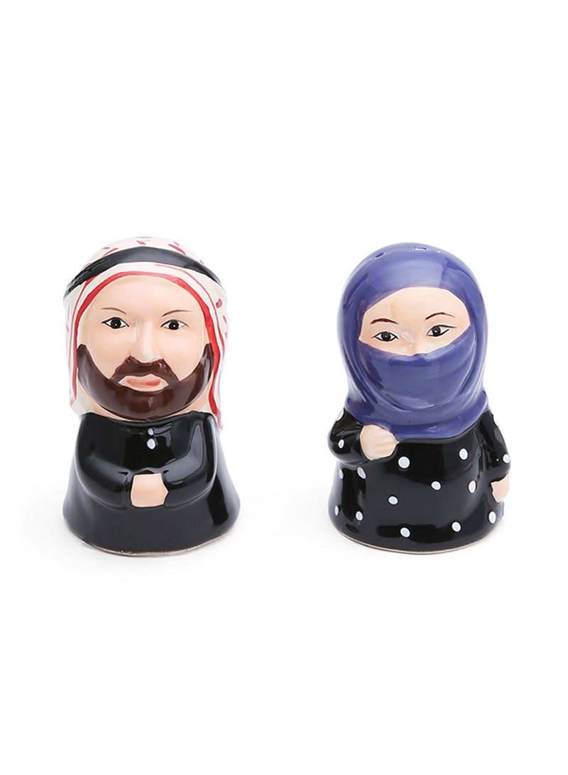 آل جابر رجاجة ملح وفلفل بأشكال رجل وامرأة عرب أسود  - Image 1