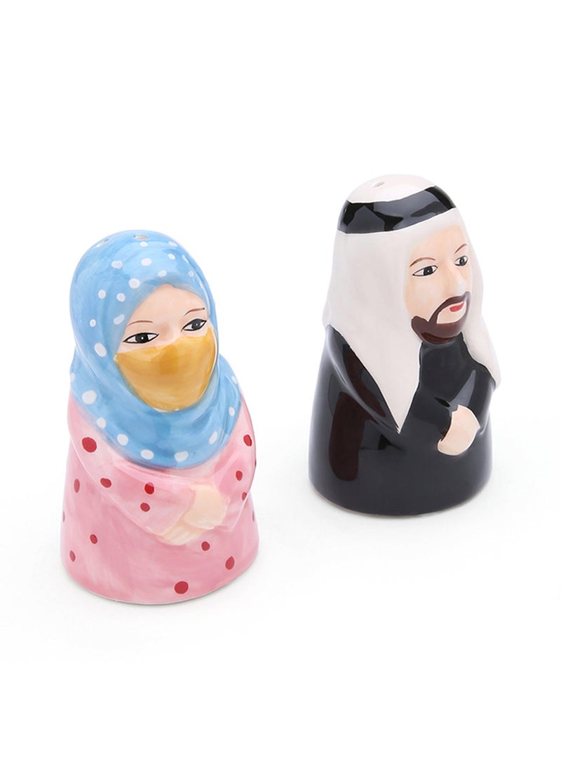 آل جابر رجاجة ملح وفلفل بأشكال رجل وامرأة عرب متعدد الألوان  - Image 2