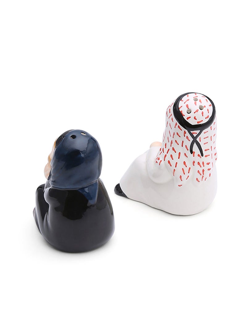 Al Jaber Arab Man And Lady Figurine Salt And Pepper Shaker Black/White  - Image 3