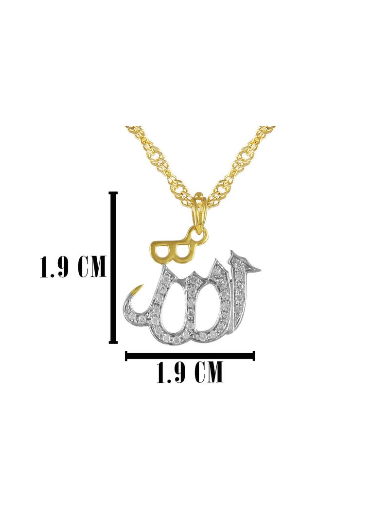 Vera Perla 18K Solid Gold And 0.17Cts Full Diamonds Allah Necklace  - Image 2