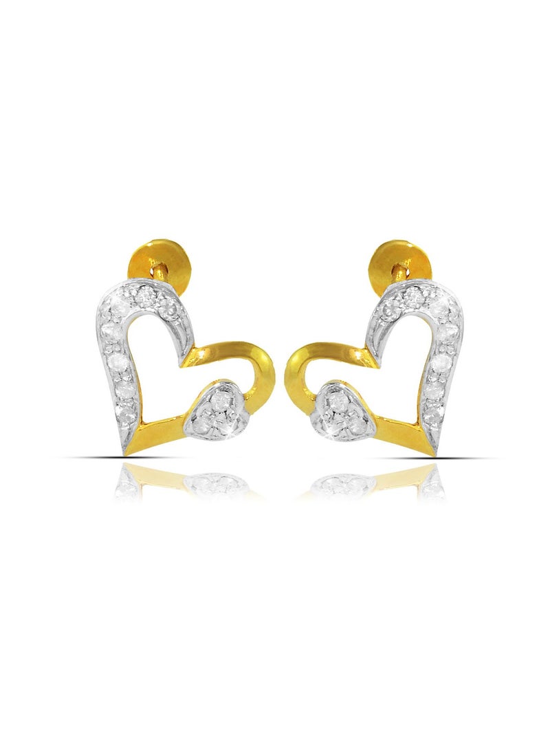 Vera Perla 18K Solid Yellow Gold 0.24Ct Genuine Diamonds Big Heart Holds Small Heart Earrings  - Image 1