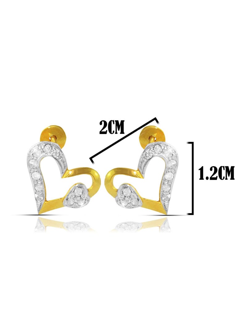 Vera Perla 18K Solid Yellow Gold 0.24Ct Genuine Diamonds Big Heart Holds Small Heart Earrings  - Image 2