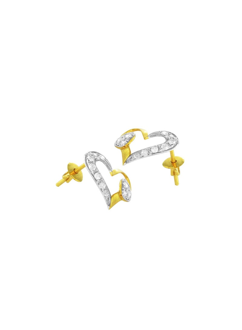 Vera Perla 18K Solid Yellow Gold 0.24Ct Genuine Diamonds Big Heart Holds Small Heart Earrings  - Image 4