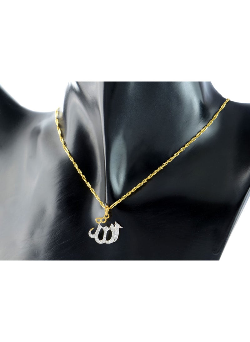 Vera Perla 18K Solid Gold And 0.17Cts Full Diamonds Allah Necklace  - Image 3