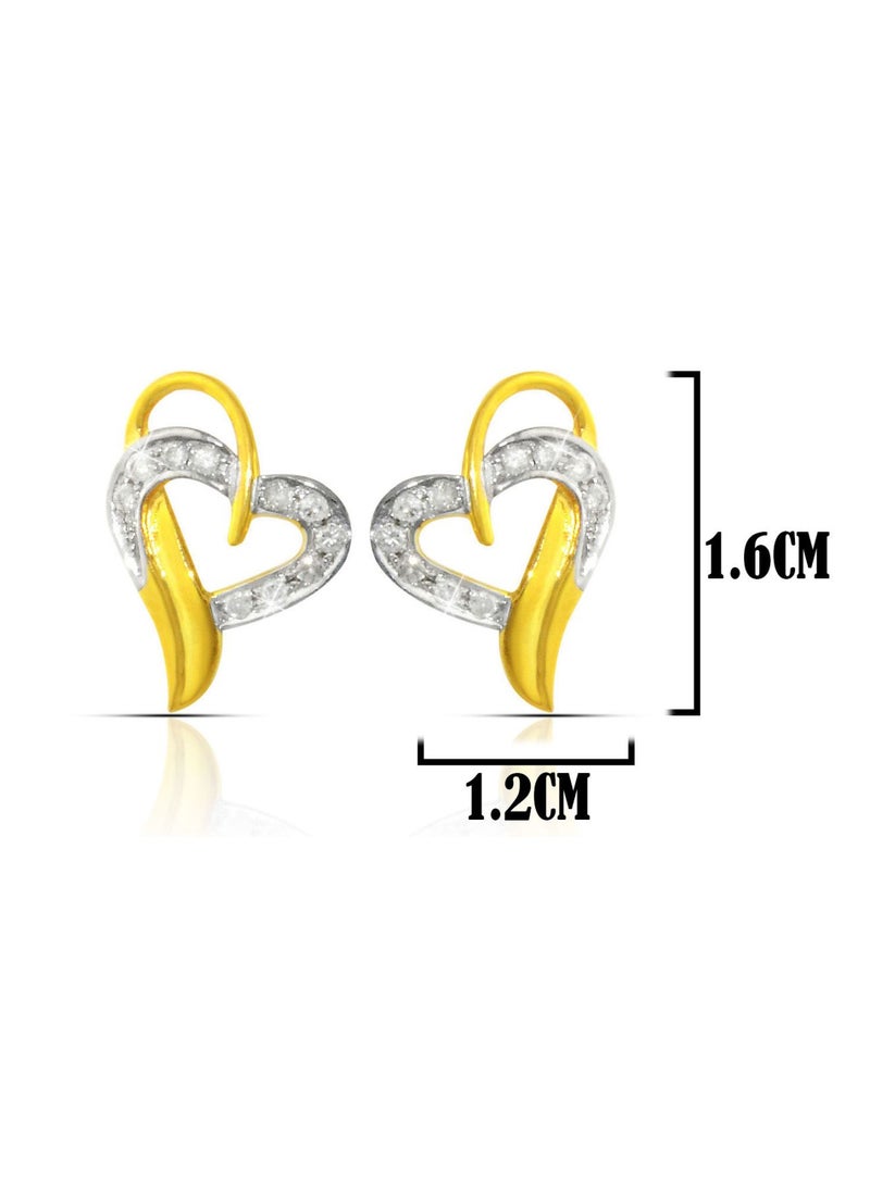 Vera Perla 18K Solid Yellow Gold 0.24Ct Genuine Diamonds Overlapped Heart Earrings  - Image 2