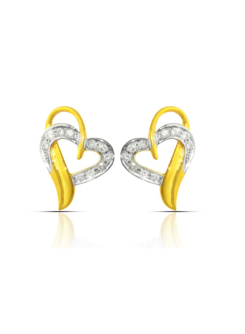 Vera Perla 18K Solid Yellow Gold 0.24Ct Genuine Diamonds Overlapped Heart Earrings  - Image 1
