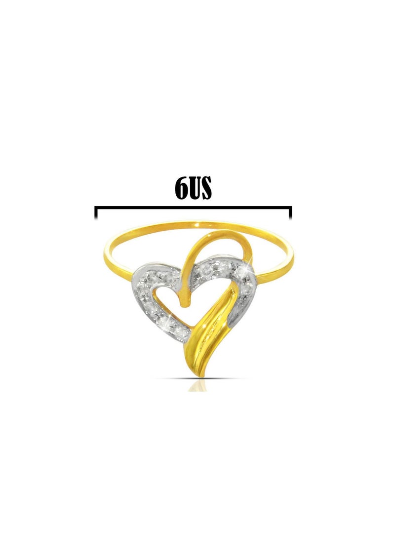 Vera Perla 18K Solid Yellow Gold 0.12Ct Genuine Diamonds Overlapped Heart Ring  - Image 2