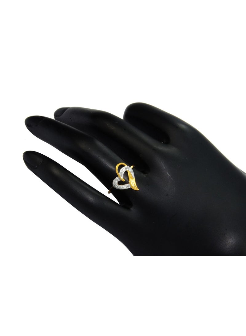 Vera Perla 18K Solid Yellow Gold 0.12Ct Genuine Diamonds Overlapped Heart Ring  - Image 3