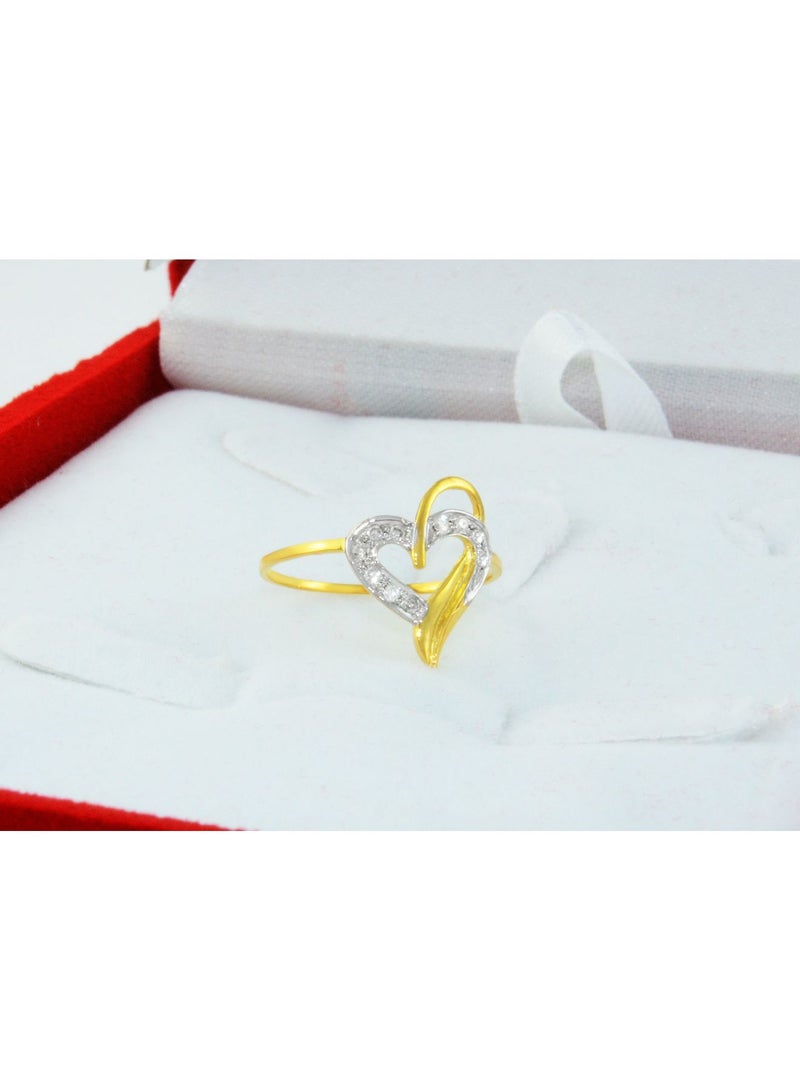 Vera Perla 18K Solid Yellow Gold 0.12Ct Genuine Diamonds Overlapped Heart Ring  - Image 4