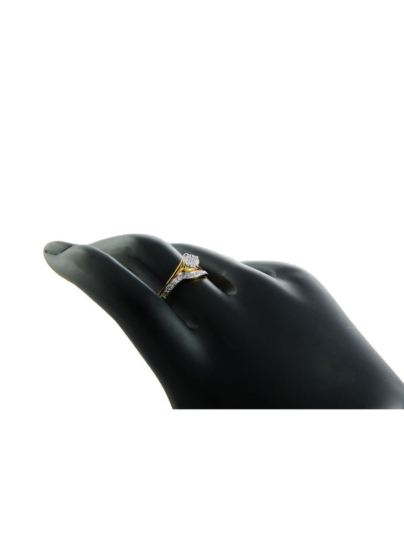 Vera Perla 18K Solid Yellow Gold 0.14Cts Genuine Diamonds Twisted Engagement Rings Set  - Image 4