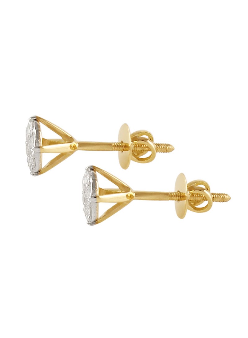 Vera Perla - 18K Solid Gold And 0.14Cts Genuine Diamonds Solitaire Screw Back Earrings - Image 1