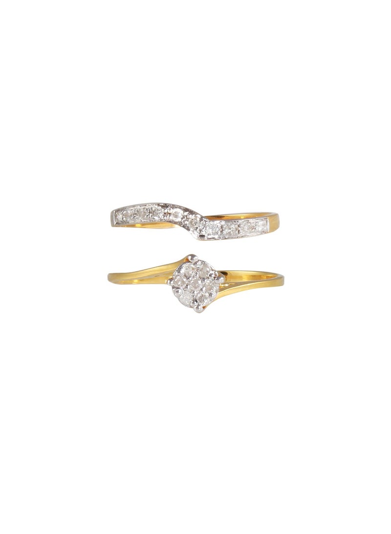 Vera Perla 18K Solid Yellow Gold 0.14Cts Genuine Diamonds Twisted Engagement Rings Set  - Image 1