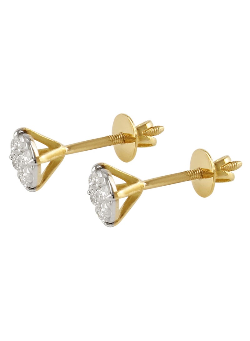 Vera Perla - 18K Solid Gold And 0.14Cts Genuine Diamonds Solitaire Screw Back Earrings - Image 1