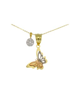 18 Karat Gold 0.07 Carat Genuine Diamond Butterfly And Solitaire Necklace