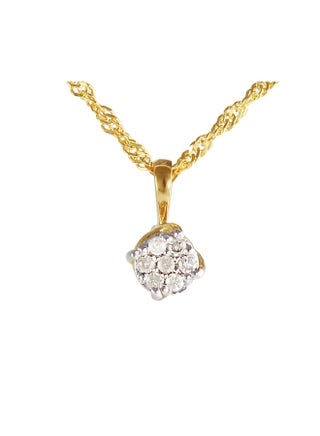 18K Solid Yellow Gold 0.07Cts Genuine Diamonds Twisted Solitaire Necklace - v1504000522/N11635037A_1
