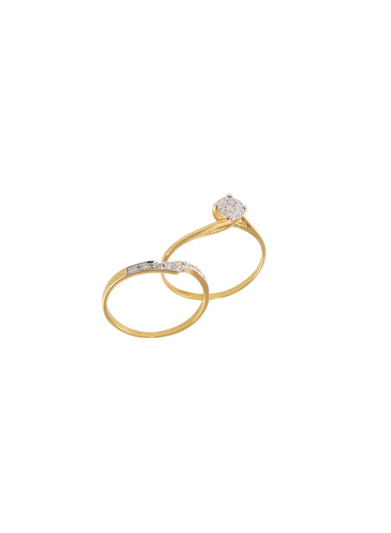 Vera Perla 18K Solid Yellow Gold 0.14Cts Genuine Diamonds Twisted Engagement Rings Set  - Image 2