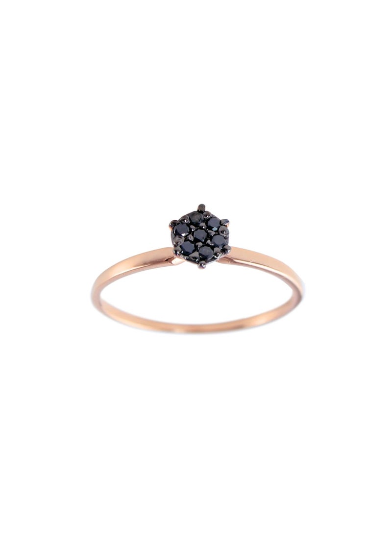 Vera Perla 18K Solid Black And Yellow Gold 0.07Cts Genuine Black Diamonds Solitaire Ring - Image 1