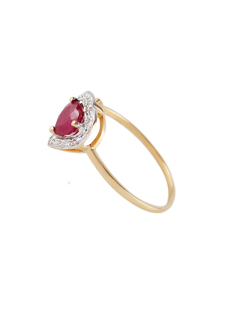 Vera Perla 18K Solid Gold 0.6Ct Genuine Heart Cut Ruby 0.08Ct Genuine Diamonds Ring  - Image 2