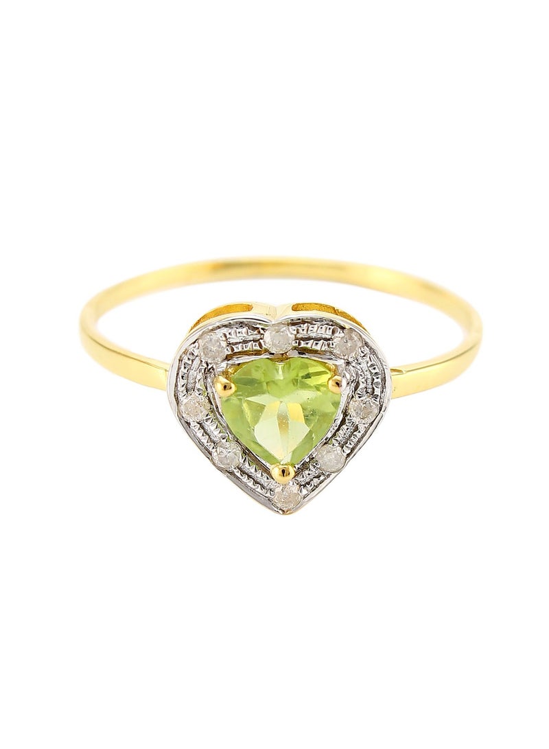 Vera Perla 18K Solid Yellow Gold 0.6Ct Genuine Heart Cut Peridot 0.08Ct Genuine Diamonds Ring  - Image 1