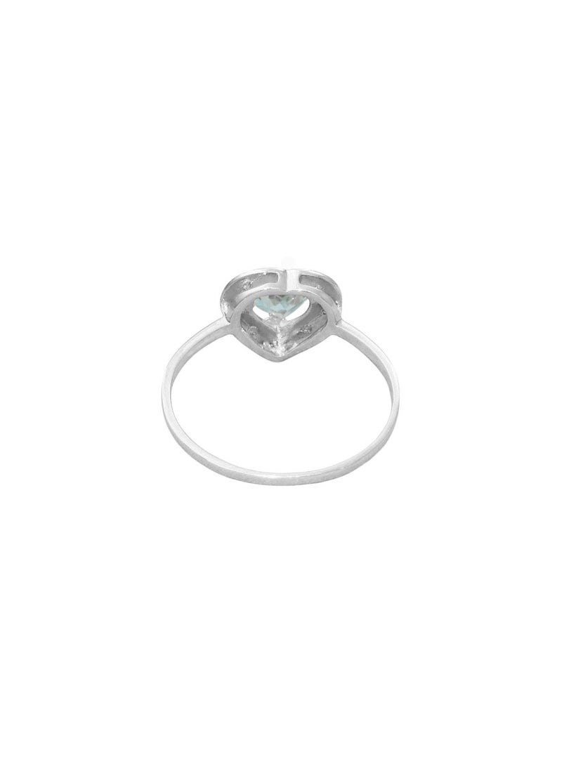 Vera Perla 18K Solid Gold 0.6Ct Genuine Heart Cut Sky Blue Topaz 0.08Ct Genuine Diamonds Ring  - Image 2