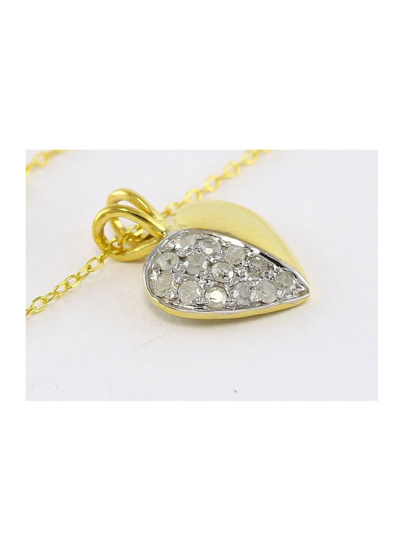 Vera Perla 10k Solid Yellow And Gold 0.13CT Genuine Diamonds Heart Necklace  - Image 2