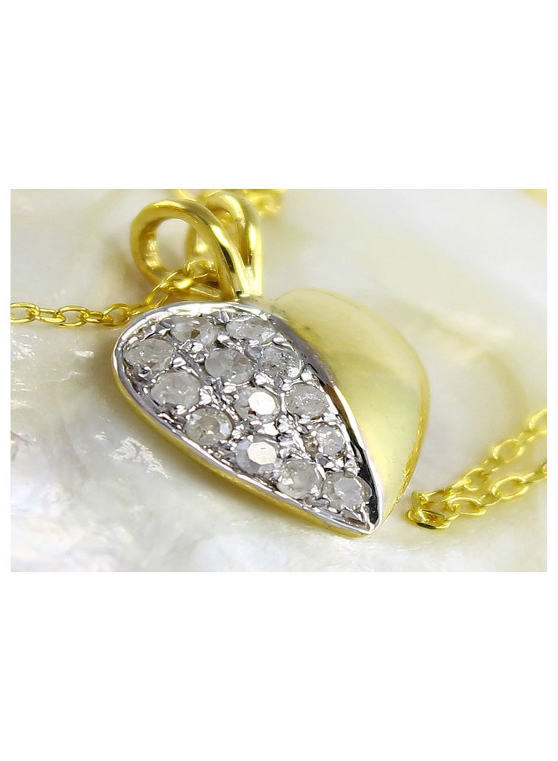 Vera Perla 10k Solid Yellow And Gold 0.13CT Genuine Diamonds Heart Necklace  - Image 3