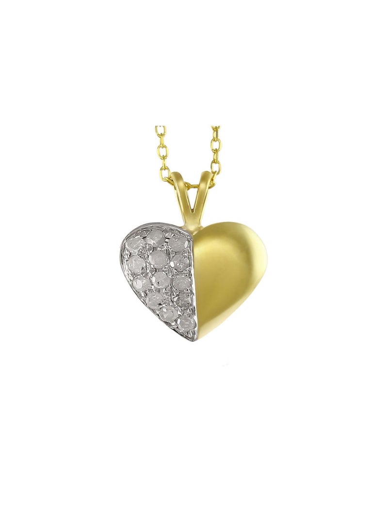 Vera Perla 10k Solid Yellow And Gold 0.13CT Genuine Diamonds Heart Necklace  - Image 1