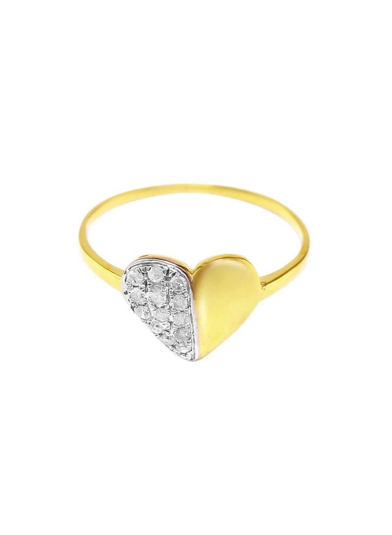 Vera Perla 10K Solid Gold 0.13ct Genuine Diamond Heart Ring - Size US 6.5  - Image 1