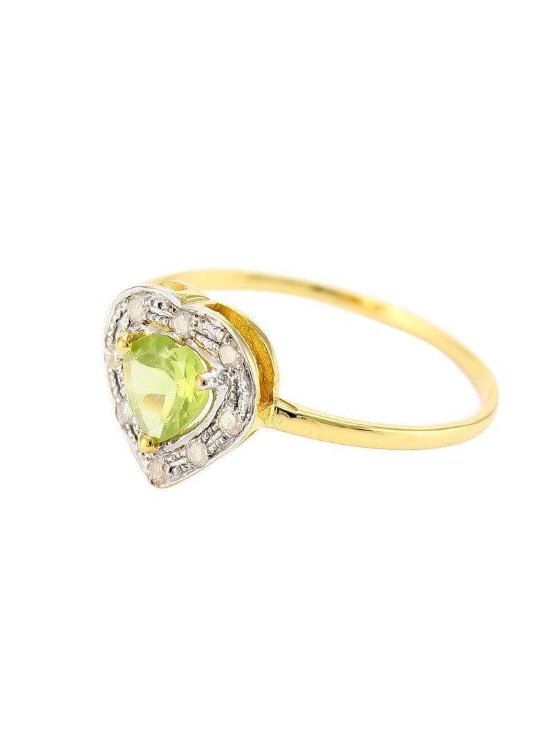 Vera Perla 18K Solid Yellow Gold 0.6Ct Genuine Heart Cut Peridot 0.08Ct Genuine Diamonds Ring  - Image 2