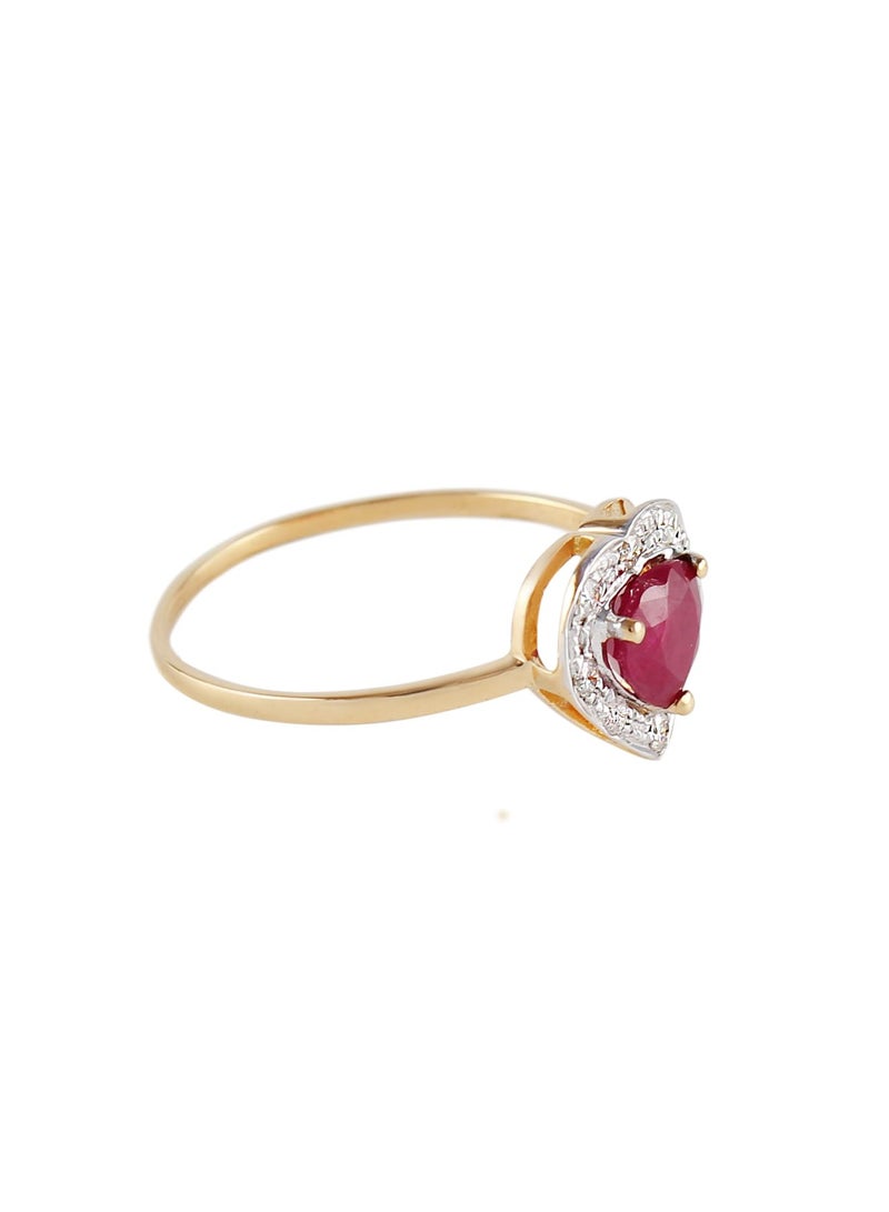 Vera Perla 18K Solid Gold 0.6Ct Genuine Heart Cut Ruby 0.08Ct Genuine Diamonds Ring  - Image 3