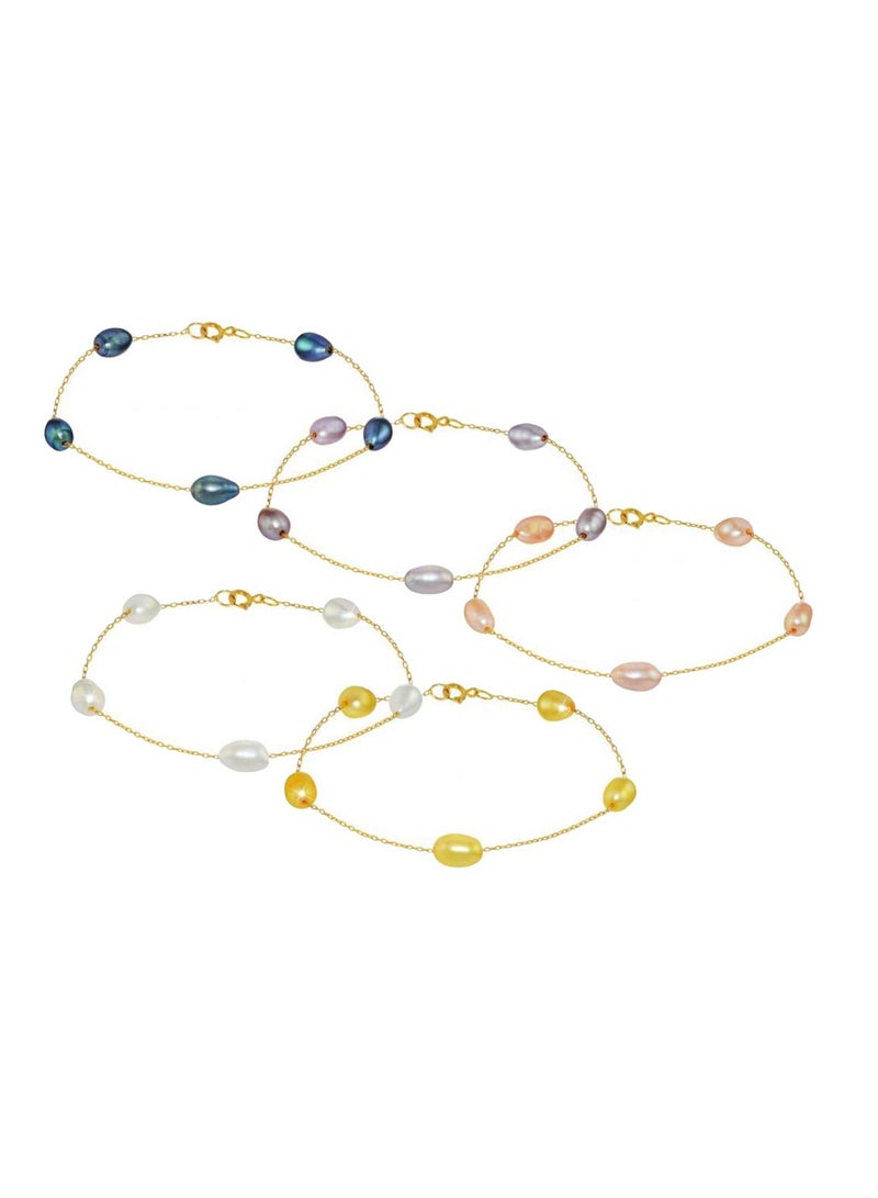 Vera Perla 18K Gold Multi Color Pearl Bracelet - 5 Piece  - Image 1