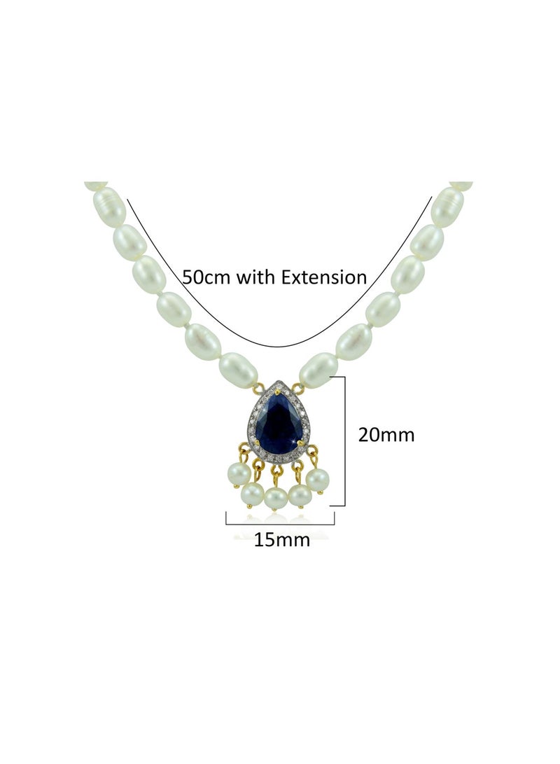 Vera Perla - 18K Gold 0.12ct Diamonds Royal Indian Sapphire Necklace - Image 1
