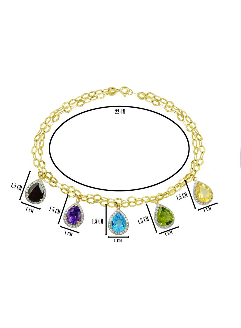Vera Perla - 18K Gold 0.64Ct Genuine Multi Gemstone Bracelet - Image 1