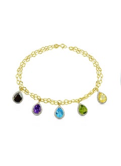 18K Gold 0.64Ct Genuine Multi Gemstone Bracelet