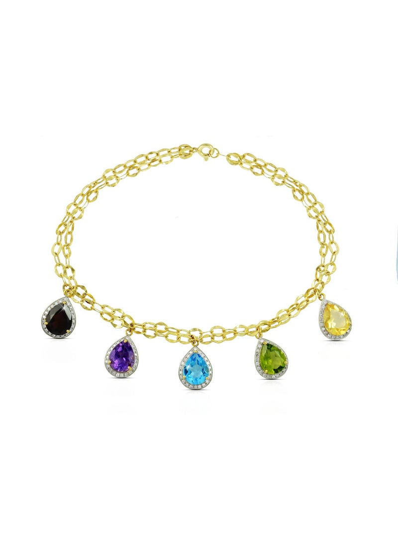 Vera Perla - 18K Gold 0.64Ct Genuine Multi Gemstone Bracelet - Image 1