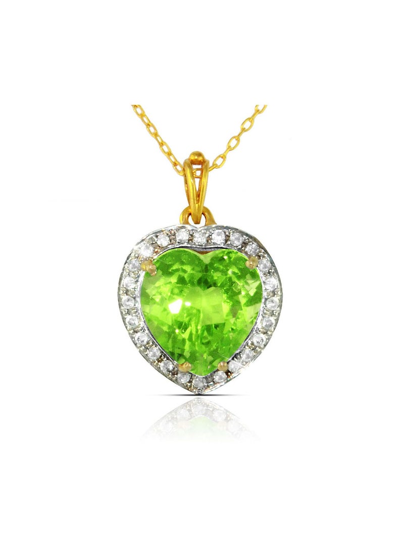 Vera Perla 18k Gold 10mm Genuine Heart Cut Peridot 0.14Ct Genuine Diamonds Necklace  - Image 1