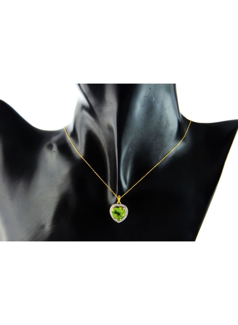 Vera Perla 18k Gold 10mm Genuine Heart Cut Peridot 0.14Ct Genuine Diamonds Necklace  - Image 2