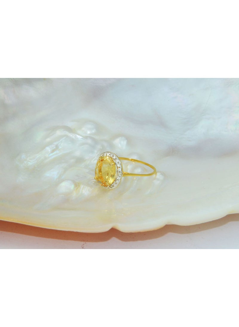 Vera Perla 18k Gold 10mm Genuine Oval Cut Citrine 0.12Ct Genuine Diamonds Ring  - Image 2