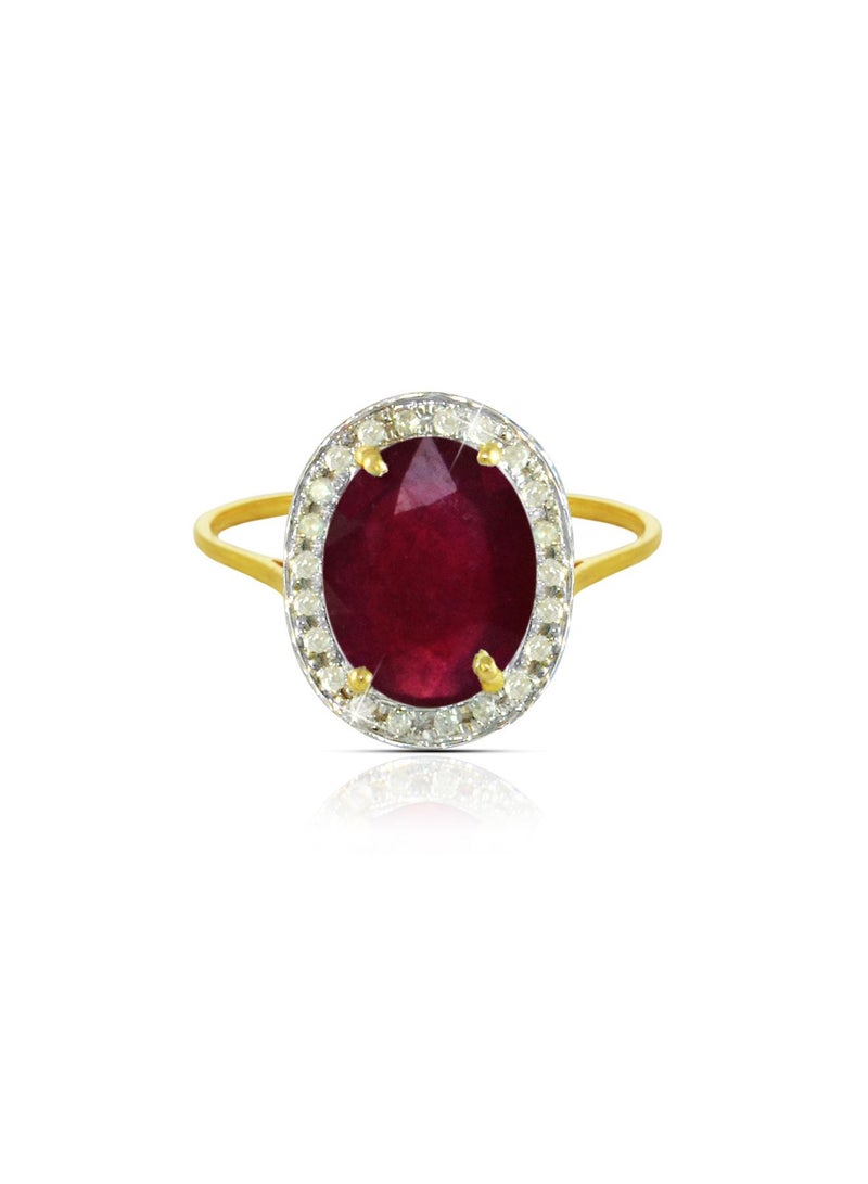 Vera Perla 18k Gold 10mm Genuine Oval Cut Ruby 0.12Ct Genuine Diamonds Ring  - Image 1