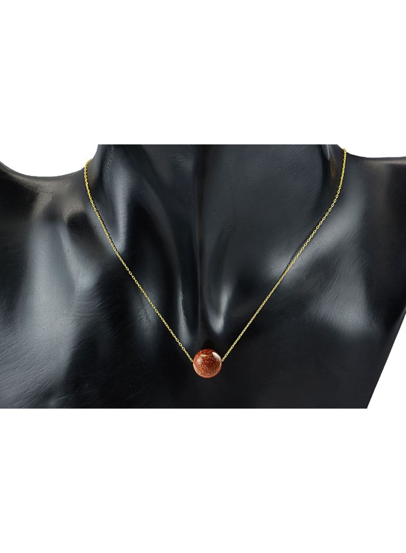 Vera Perla - 18k Gold Simple 10mm Sunstone Necklace - Image 1