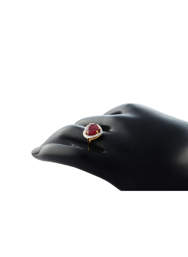 Vera Perla 18k Gold 10mm Genuine Heart Cut Ruby 0.14Ct Genuine Diamonds Ring  - Image 2