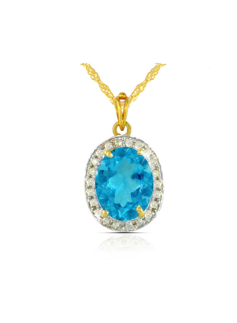 Vera Perla 18k Gold 10mm Genuine Oval Cut Swiss Blue Topaz 0.12Ct Genuine Diamonds Necklace  - Image 1