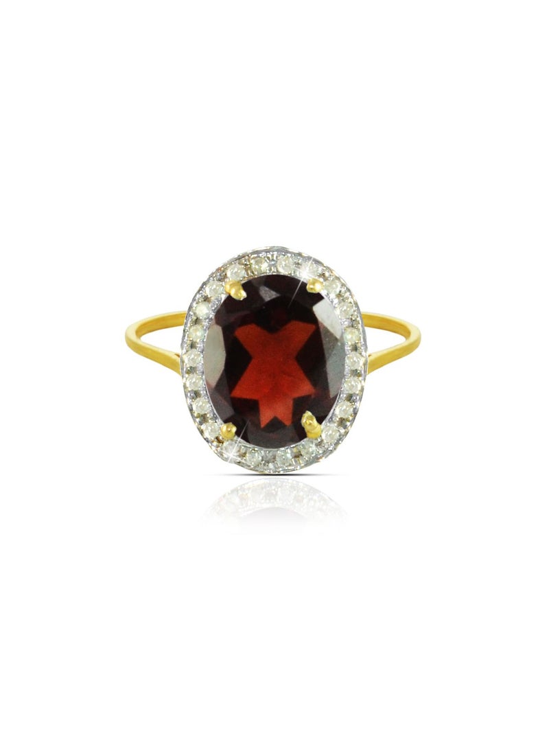 Vera Perla 18k Gold 10mm Genuine Oval Cut Garnet 0.12Ct Genuine Diamonds Ring  - Image 1