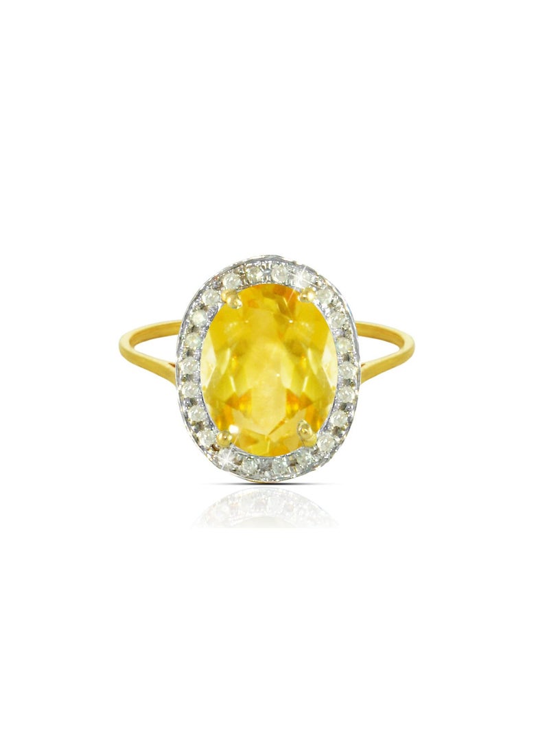 Vera Perla 18k Gold 10mm Genuine Oval Cut Citrine 0.12Ct Genuine Diamonds Ring  - Image 1