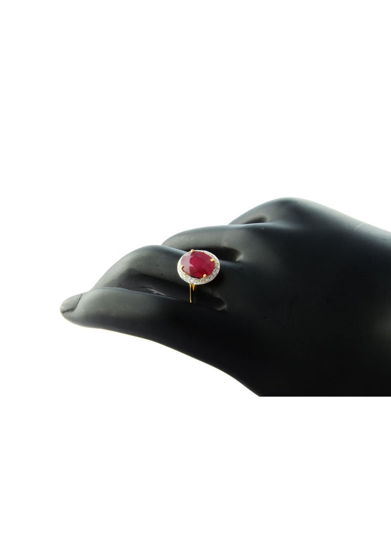 Vera Perla 18k Gold 10mm Genuine Oval Cut Ruby 0.12Ct Genuine Diamonds Ring  - Image 3