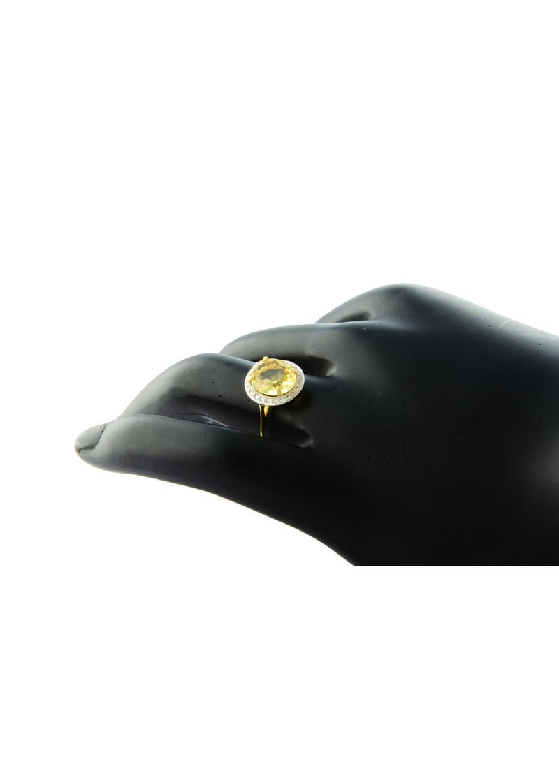 Vera Perla 18k Gold 10mm Genuine Oval Cut Citrine 0.12Ct Genuine Diamonds Ring  - Image 3
