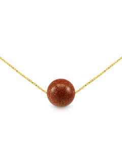 18k Gold Simple 10mm Sunstone Necklace