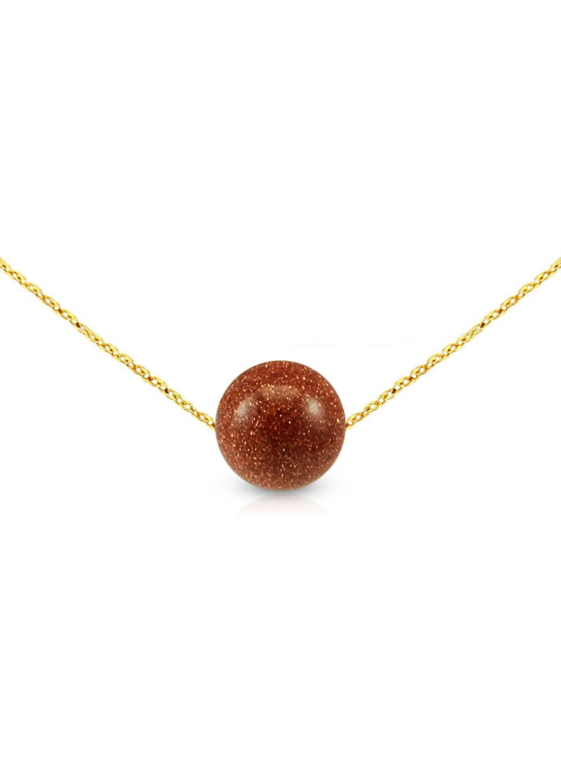 Vera Perla - 18k Gold Simple 10mm Sunstone Necklace - Image 1