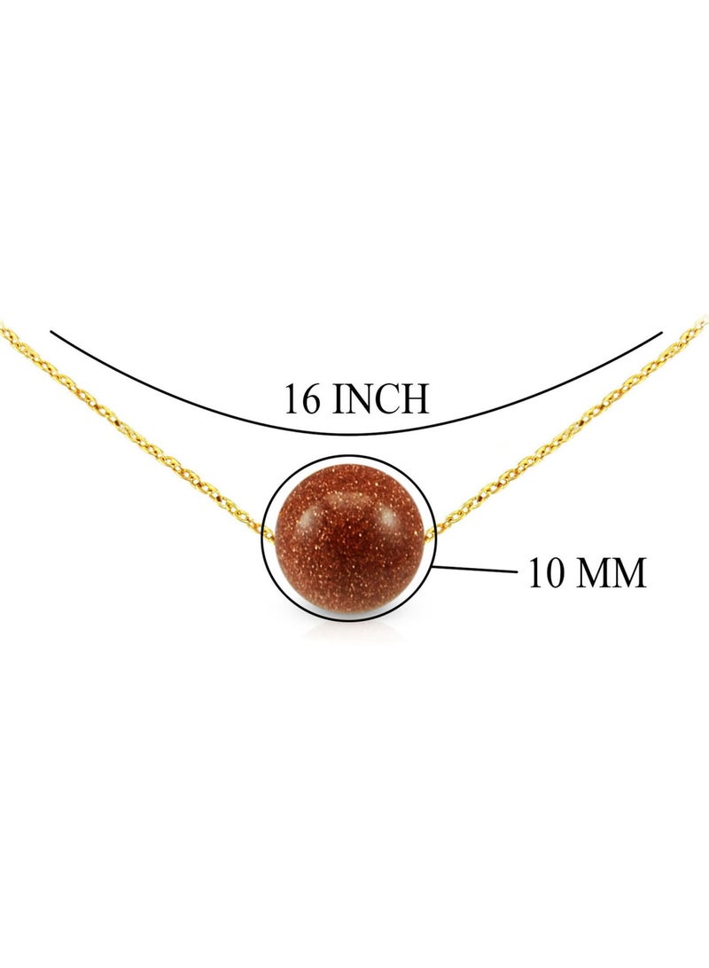 Vera Perla - 18k Gold Simple 10mm Sunstone Necklace - Image 1