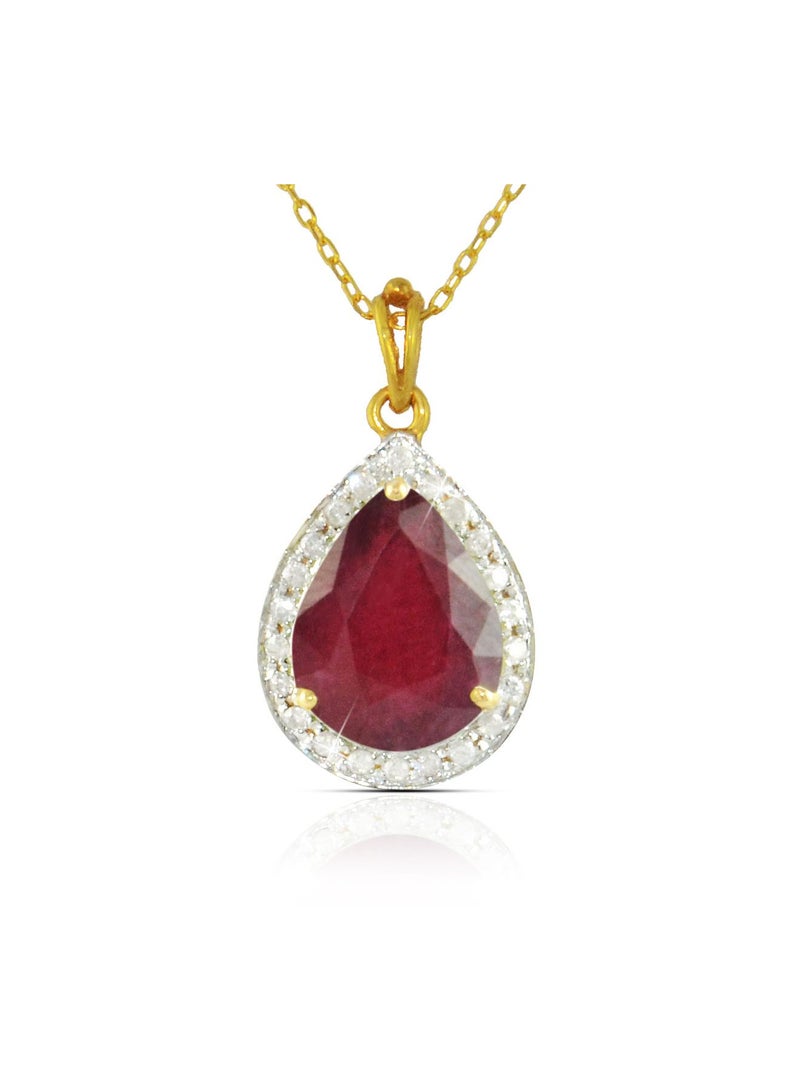 Vera Perla 18k Gold 10mm Genuine Drop Cut Ruby 0.12Ct Genuine Diamonds Necklace  - Image 1